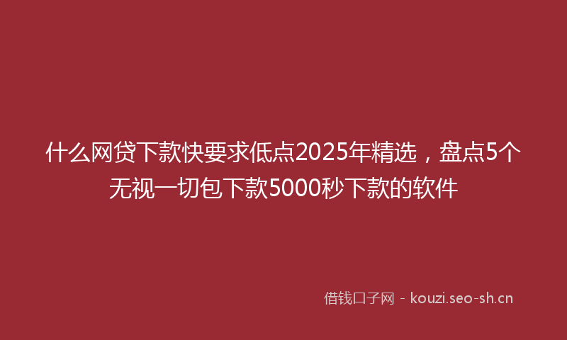 什么网贷下款快要求低点2025年精选,盘点5个无视一切包下款5000秒下款的软件
