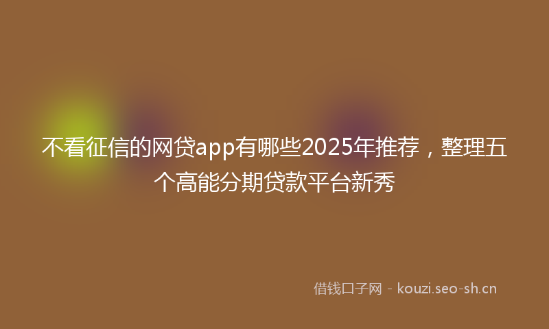 不看征信的网贷app有哪些2025年推荐，整理五个高能分期贷款平台新秀