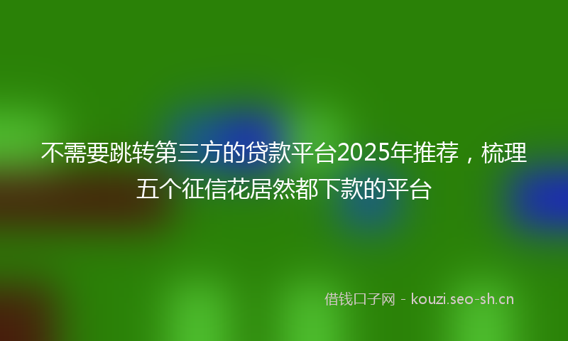 不需要跳转第三方的贷款平台2025年推荐,梳理五个征信花居然都下款的平台