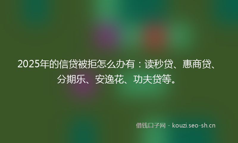 2025年的信贷被拒怎么办有：读秒贷、惠商贷、分期乐、安逸花、功夫贷等。