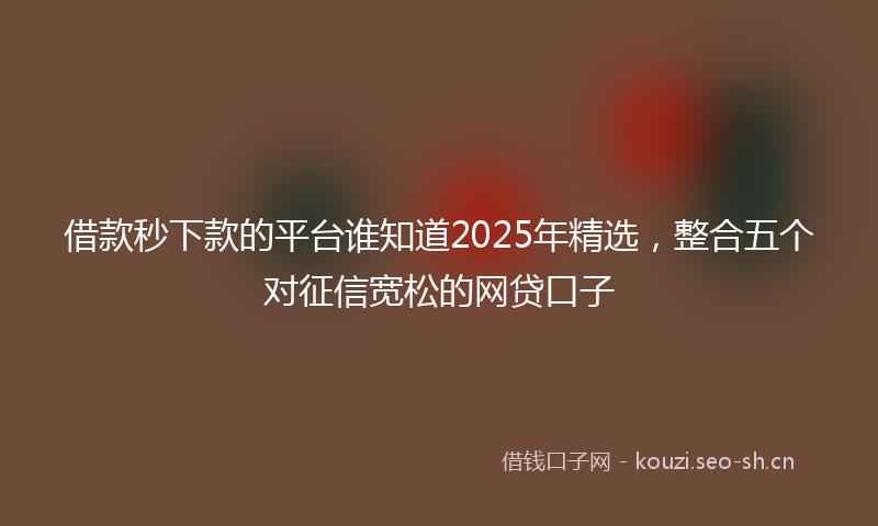 借款秒下款的平台谁知道2025年精选,整合五个对征信宽松的网贷口子