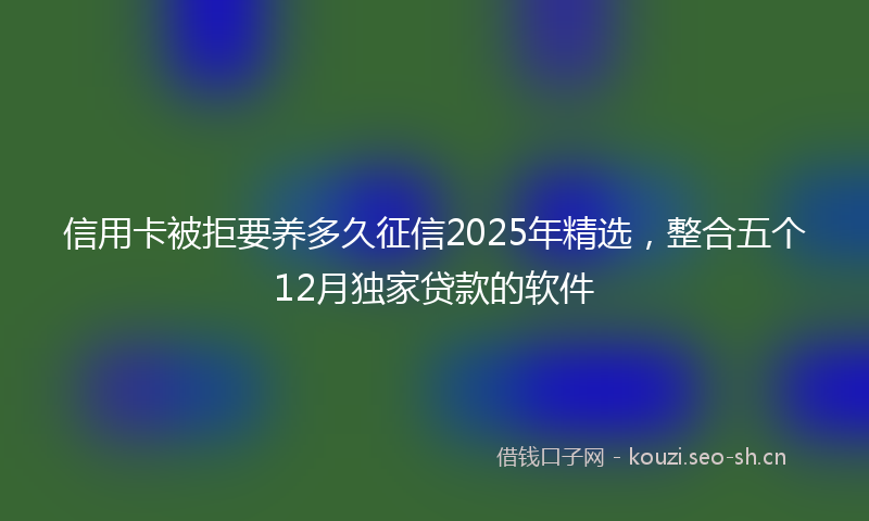 信用卡被拒要养多久征信2025年精选，整合五个12月独家贷款的软件