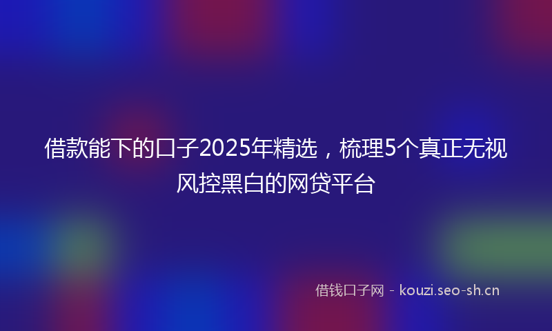 借款能下的口子2025年精选，梳理5个真正无视风控黑白的网贷平台