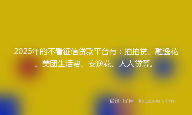 2025年的不看征信贷款平台有：拍拍贷、融逸花、美团生活费、安逸花、人人贷等。