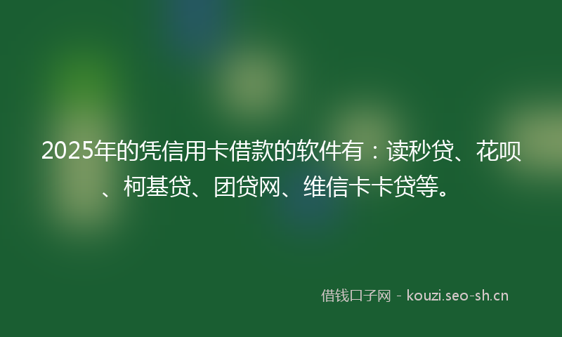 2025年的凭信用卡借款的软件有:读秒贷、花呗、柯基贷、团贷网、维信卡卡贷等。