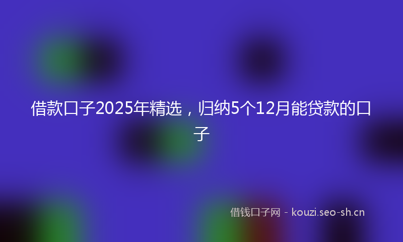 借款口子2025年精选，归纳5个12月能贷款的口子