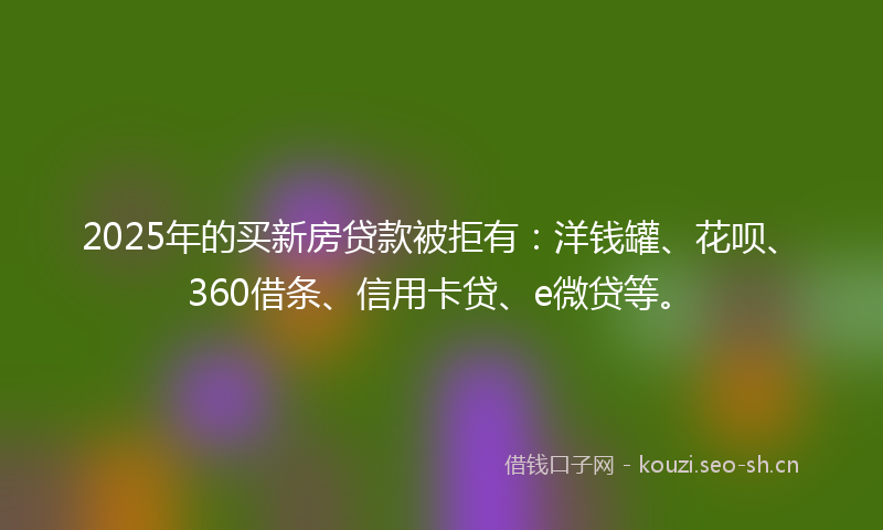 2025年的买新房贷款被拒有：洋钱罐、花呗、360借条、信用卡贷、e微贷等。