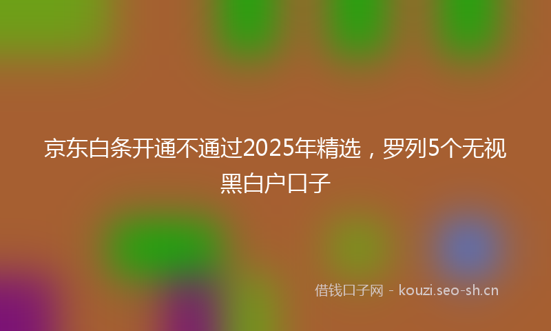 京东白条开通不通过2025年精选，罗列5个无视黑白户口子