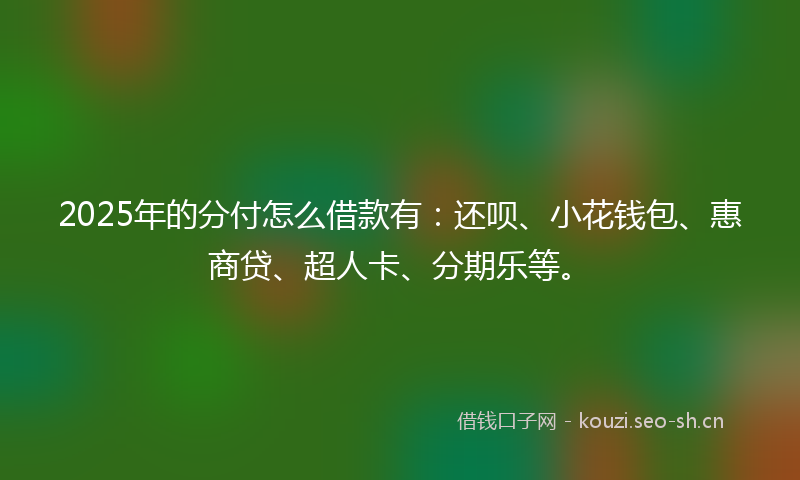 2025年的分付怎么借款有：还呗、小花钱包、惠商贷、超人卡、分期乐等。