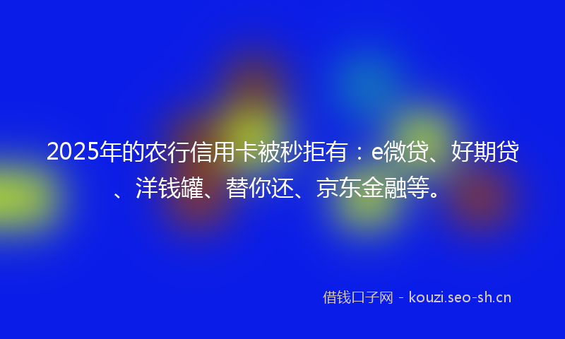 2025年的农行信用卡被秒拒有：e微贷、好期贷、洋钱罐、替你还、京东金融等。