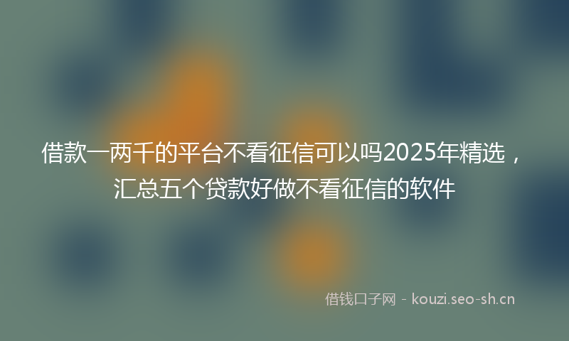 借款一两千的平台不看征信可以吗2025年精选,汇总五个贷款好做不看征信的软件