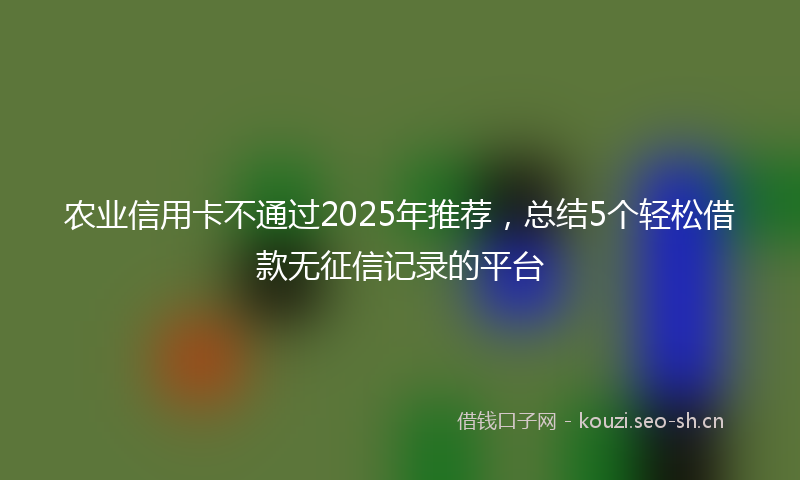 农业信用卡不通过2025年推荐,总结5个轻松借款无征信记录的平台