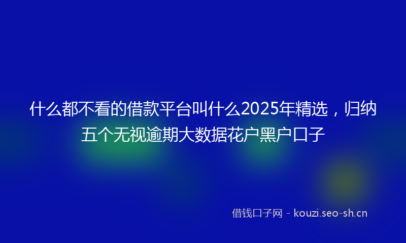 什么都不看的借款平台叫什么2025年精选，归纳五个无视逾期大数据花户黑户口子