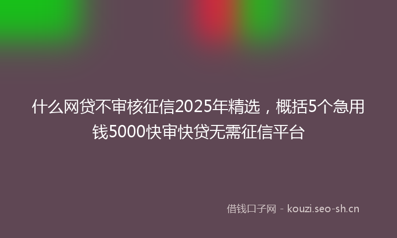 什么网贷不审核征信2025年精选，概括5个急用钱5000快审快贷无需征信平台