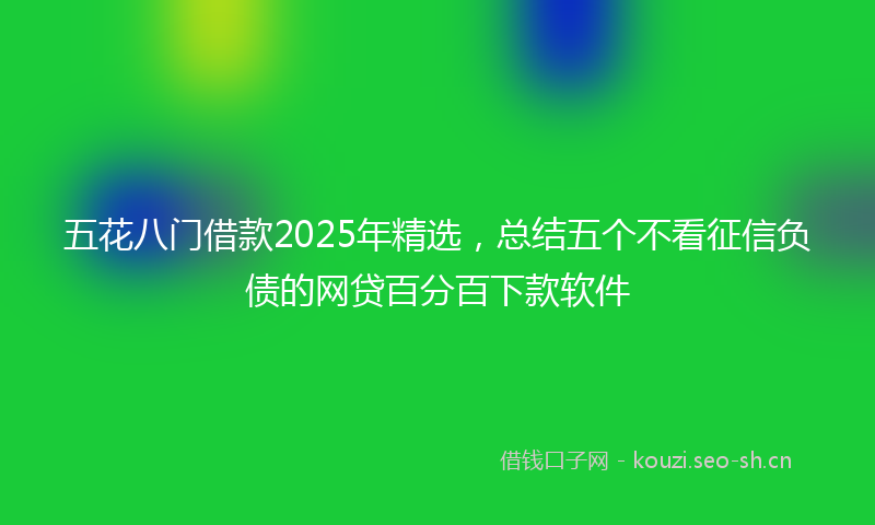 五花八门借款2025年精选，总结五个不看征信负债的网贷百分百下款软件