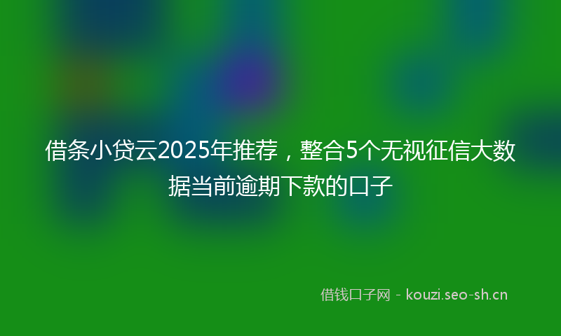 借条小贷云2025年推荐，整合5个无视征信大数据当前逾期下款的口子
