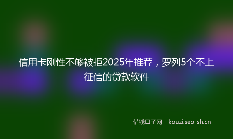 信用卡刚性不够被拒2025年推荐,罗列5个不上征信的贷款软件