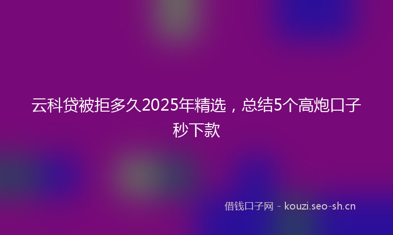 云科贷被拒多久2025年精选，总结5个高炮口子秒下款