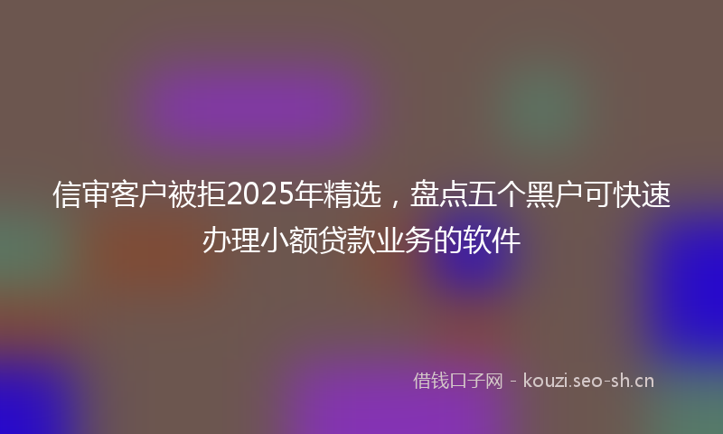 信审客户被拒2025年精选，盘点五个黑户可快速办理小额贷款业务的软件