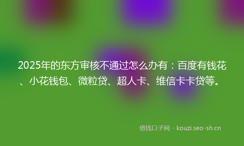 2025年的东方审核不通过怎么办有:百度有钱花、小花钱包、微粒贷、超人卡、维信卡卡贷等。