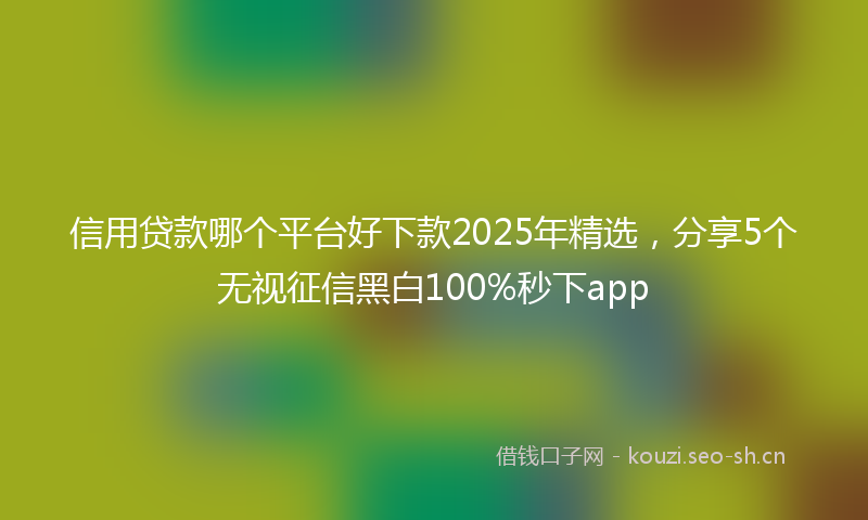 信用贷款哪个平台好下款2025年精选，分享5个无视征信黑白100%秒下app