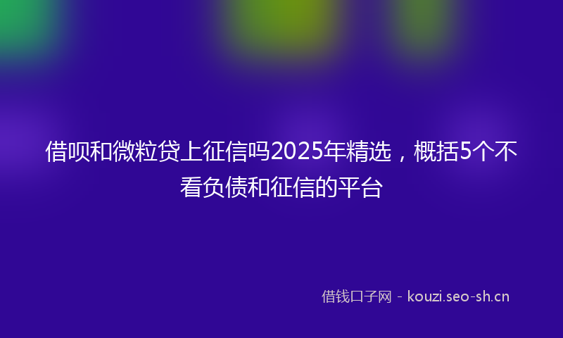 借呗和微粒贷上征信吗2025年精选，概括5个不看负债和征信的平台