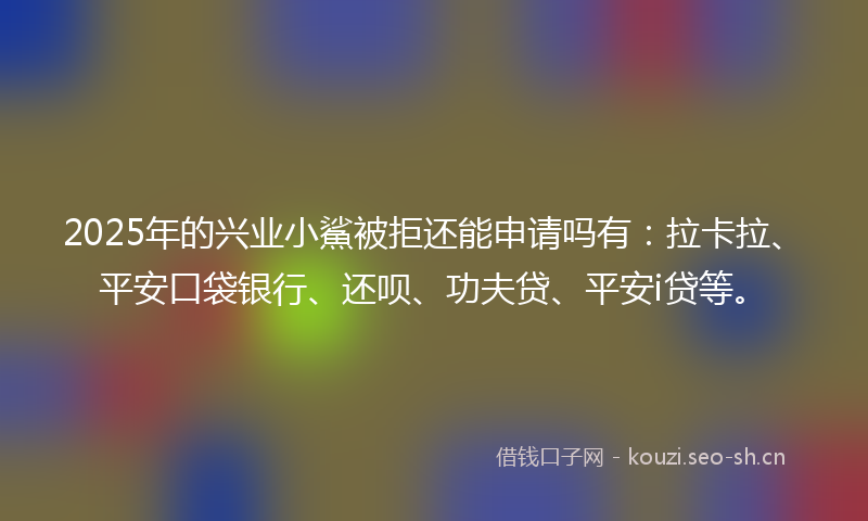 2025年的兴业小鯊被拒还能申请吗有：拉卡拉、平安口袋银行、还呗、功夫贷、平安i贷等。