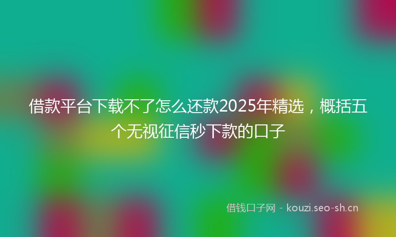 借款平台下载不了怎么还款2025年精选，概括五个无视征信秒下款的口子