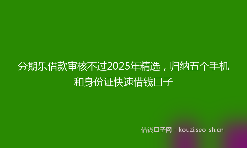 分期乐借款审核不过2025年精选,归纳五个手机和身份证快速借钱口子