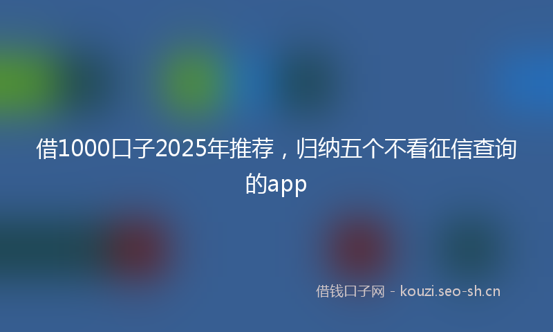 借1000口子2025年推荐，归纳五个不看征信查询的app