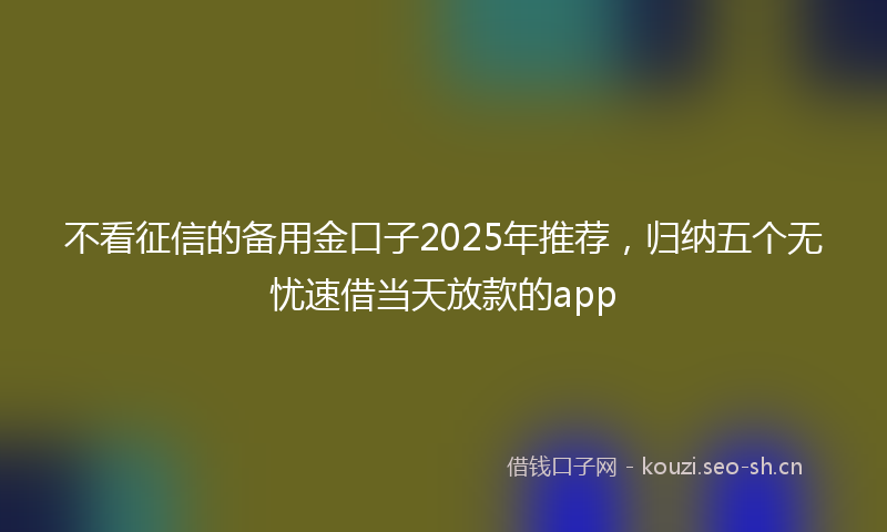 不看征信的备用金口子2025年推荐，归纳五个无忧速借当天放款的app