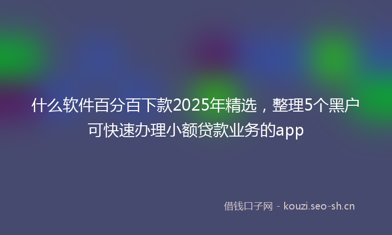 什么软件百分百下款2025年精选，整理5个黑户可快速办理小额贷款业务的app