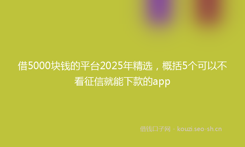 借5000块钱的平台2025年精选，概括5个可以不看征信就能下款的app