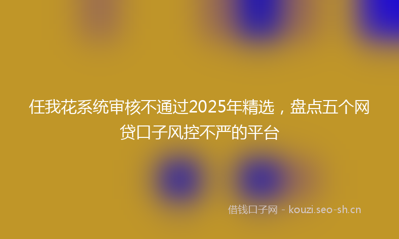任我花系统审核不通过2025年精选，盘点五个网贷口子风控不严的平台