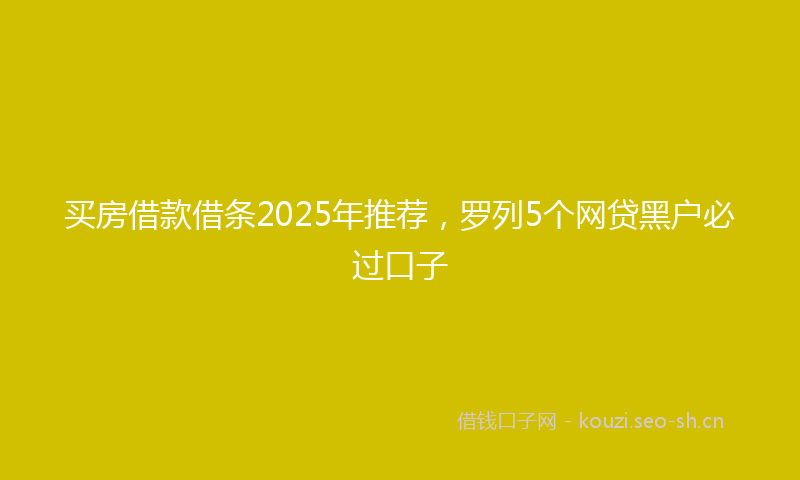 买房借款借条2025年推荐，罗列5个网贷黑户必过口子