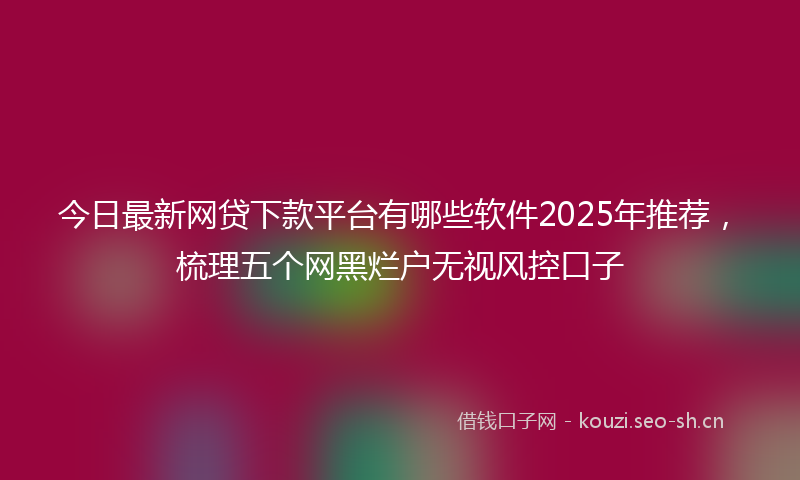 今日最新网贷下款平台有哪些软件2025年推荐，梳理五个网黑烂户无视风控口子