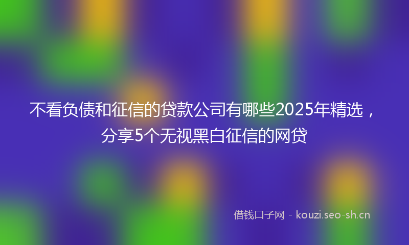 不看负债和征信的贷款公司有哪些2025年精选，分享5个无视黑白征信的网贷