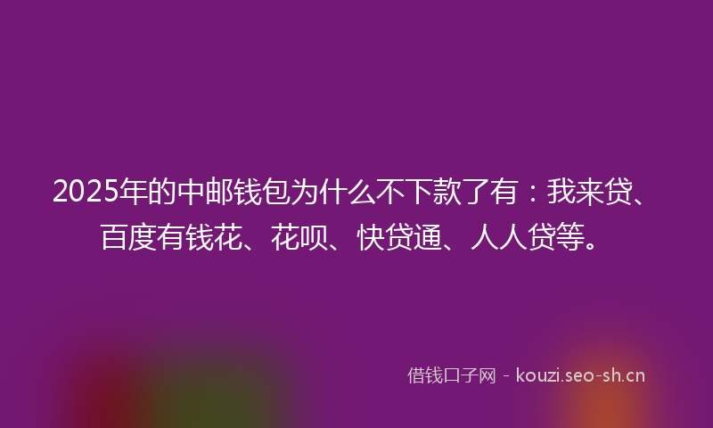 2025年的中邮钱包为什么不下款了有：我来贷、百度有钱花、花呗、快贷通、人人贷等。