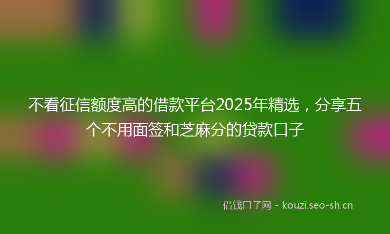 不看征信额度高的借款平台2025年精选，分享五个不用面签和芝麻分的贷款口子