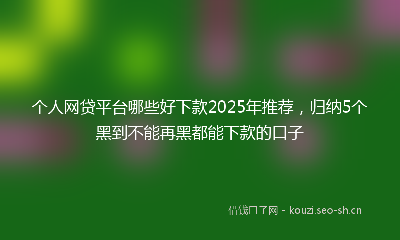 个人网贷平台哪些好下款2025年推荐，归纳5个黑到不能再黑都能下款的口子