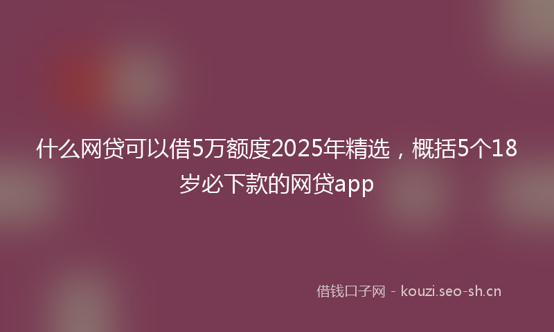 什么网贷可以借5万额度2025年精选，概括5个18岁必下款的网贷app