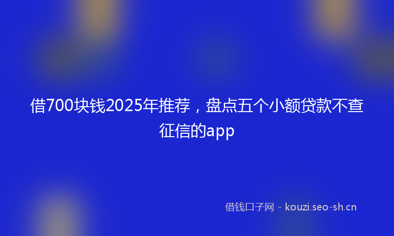 借700块钱2025年推荐，盘点五个小额贷款不查征信的app