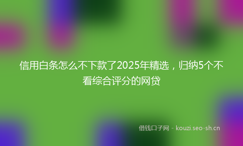 信用白条怎么不下款了2025年精选,归纳5个不看综合评分的网贷