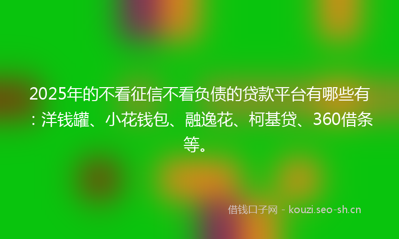 2025年的不看征信不看负债的贷款平台有哪些有：洋钱罐、小花钱包、融逸花、柯基贷、360借条等。