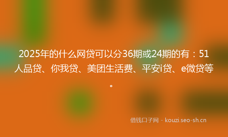 2025年的什么网贷可以分36期或24期的有：51人品贷、你我贷、美团生活费、平安i贷、e微贷等。