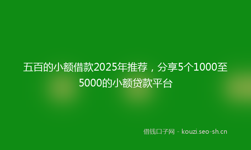 五百的小额借款2025年推荐，分享5个1000至5000的小额贷款平台