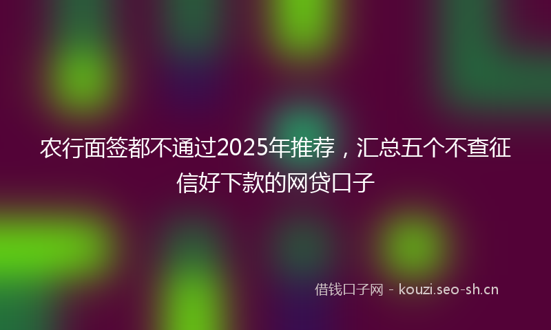 农行面签都不通过2025年推荐，汇总五个不查征信好下款的网贷口子