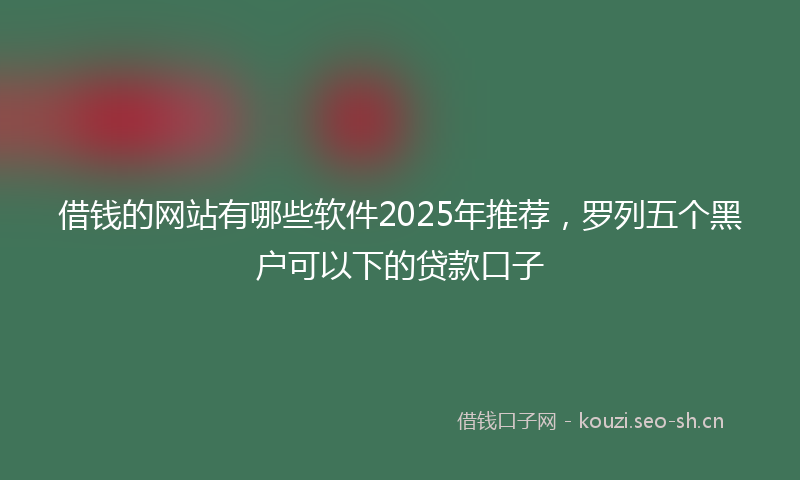 借钱的网站有哪些软件2025年推荐,罗列五个黑户可以下的贷款口子