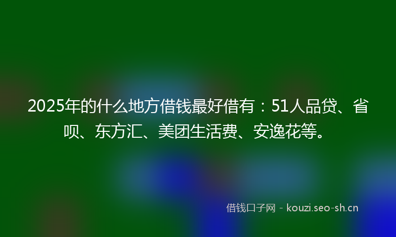 2025年的什么地方借钱最好借有：51人品贷、省呗、东方汇、美团生活费、安逸花等。