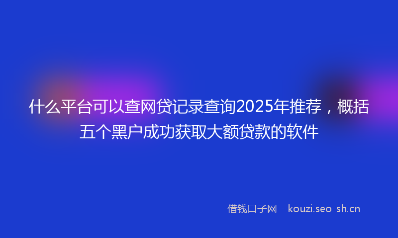 什么平台可以查网贷记录查询2025年推荐，概括五个黑户成功获取大额贷款的软件